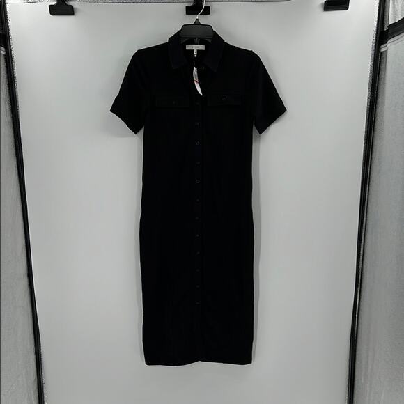 Frame Women's Jersey Button Down Shirt Dress - Black - XS - New with tags - Picture 1 of 7